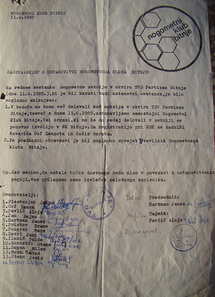 Slika:Sklep o ustanovitvi NK Bitnje.jpg